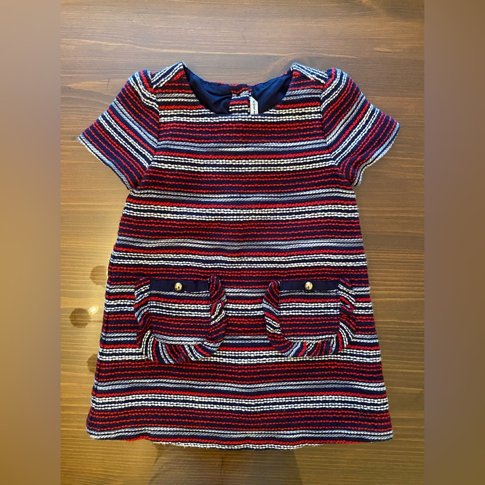 Janie and Jack The French Club Red White and Blue Boucle Dress